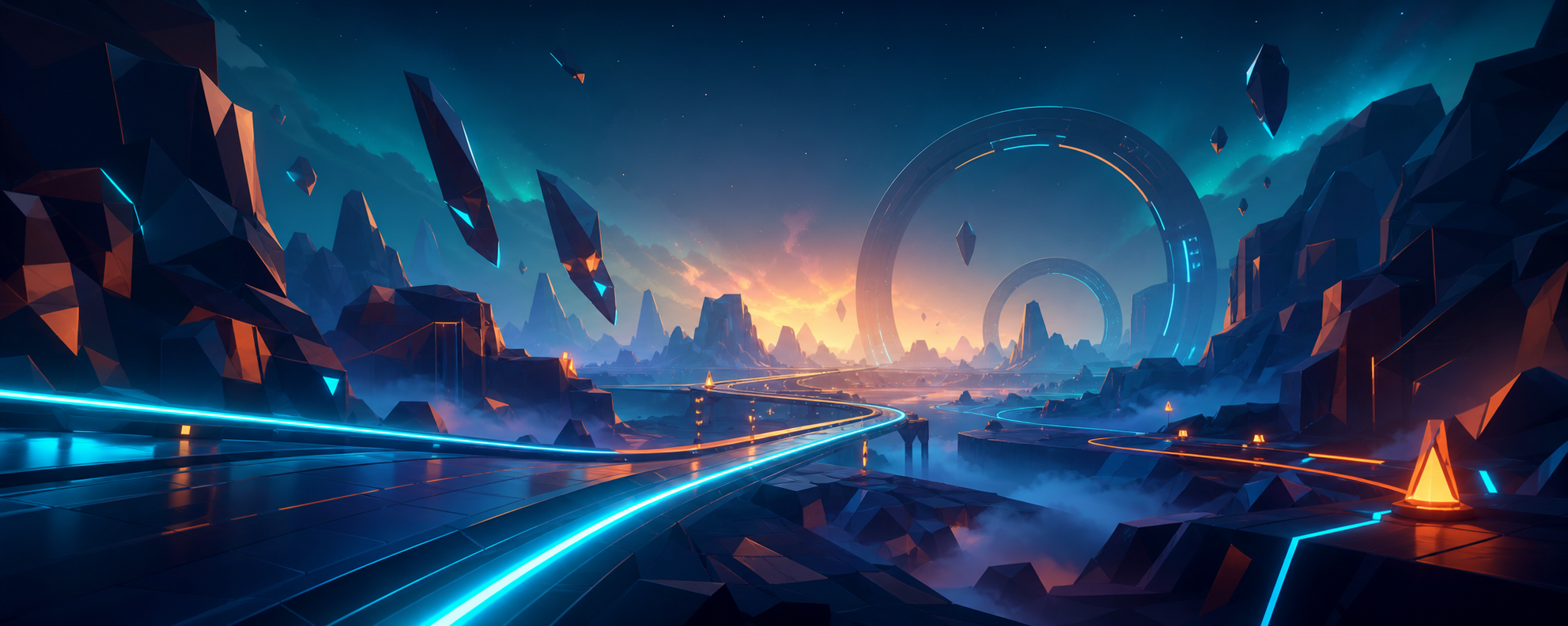 Neon canyon background art